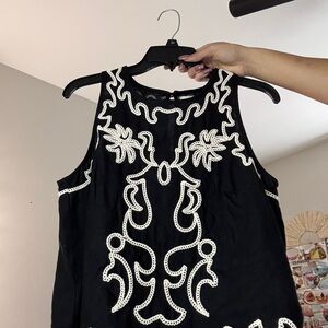 Rachel Zoe Black Top with White Detailing